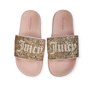 Juicy Couture Slide Sandals in pink with gold glitter size 2 Little Girl